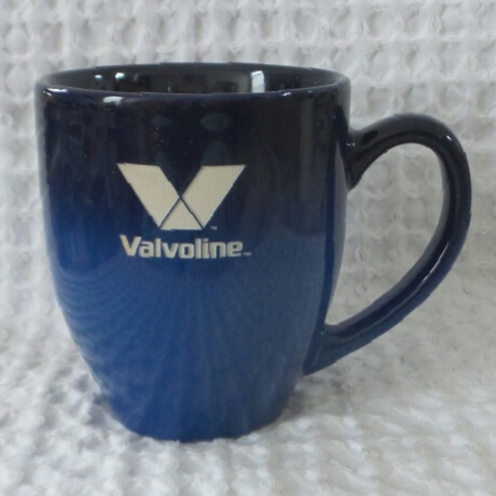 VALVOLINE Motor Oil Advertising Blue Ombré Coffee Mug Cup Gift Idea Collectible